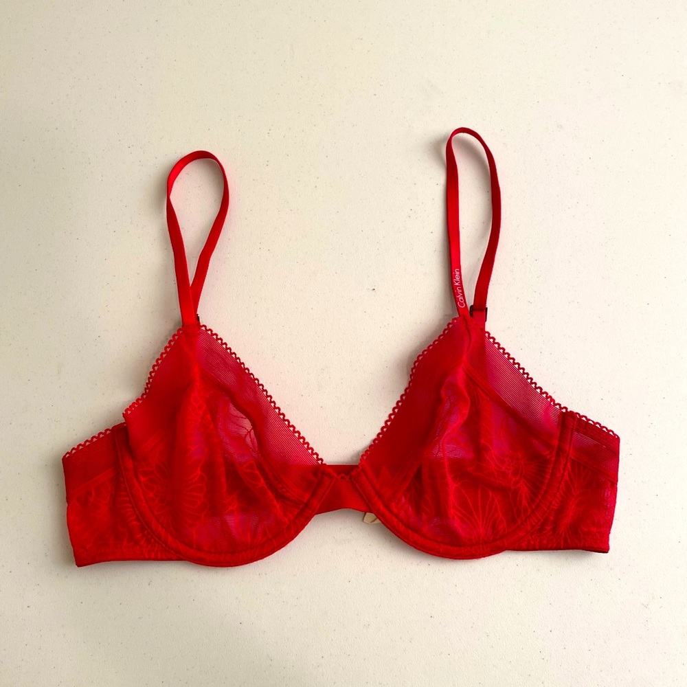 Calvin Klein Underwear Red Lace Soft Cup Bra
